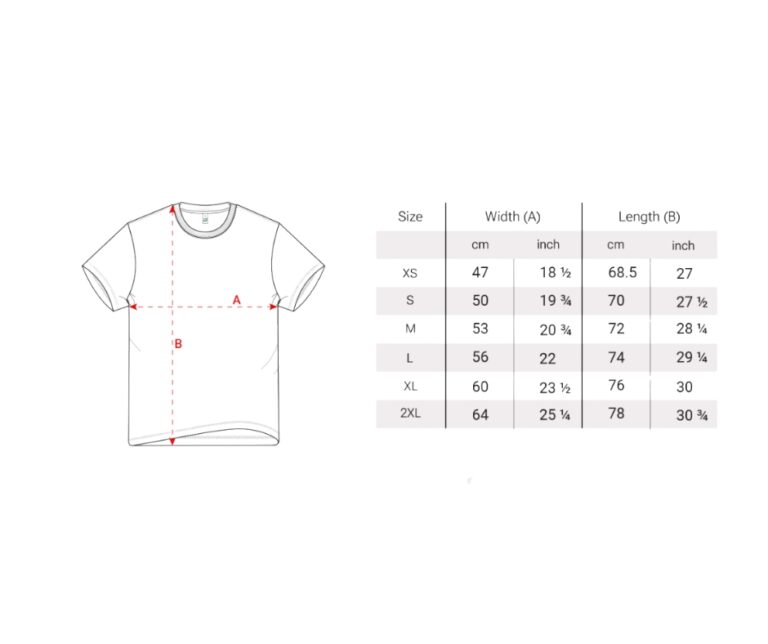 Adults T-Shirt Size Guide